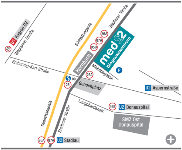 Lageplan Schilddrüsenzentrum 1220 Wien